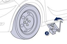 Practical information Lower the vehicle fully. Fold the jack 2 and detach it.