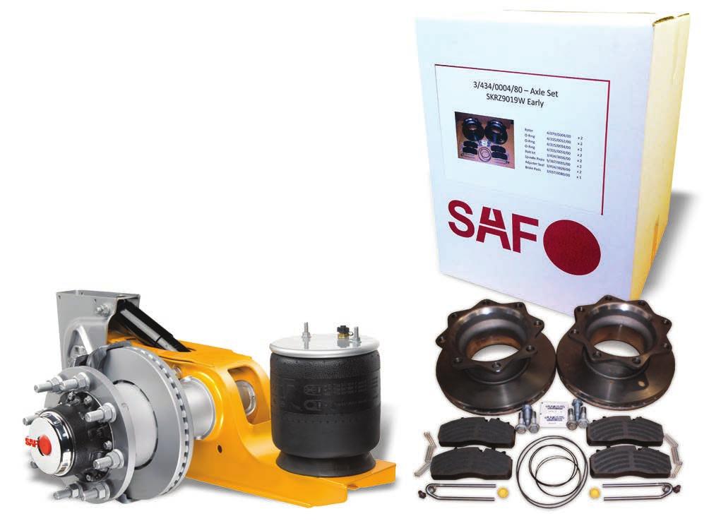 AXLE SPARES: SAF SPARES NEW SAF BRAKE SERVICE KITS New Genuine SAF brake service kits contain all the key parts involved in the repair and maintenance of common SAF trailer axle