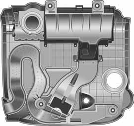 Engine mechanics Engine cover Integrated in the engine cover: - Air guide to throttle valve control unit - Hot air regulator - Intake noise insulation - Air cleaner - Intake air temperature sender 2