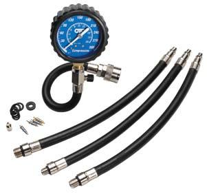 Engine Service Motorcycle Compression Tester Kit Designed specifically for testing motorcycle and small engines, this kit features a specially designed compression gauge and hose assembly, plus three