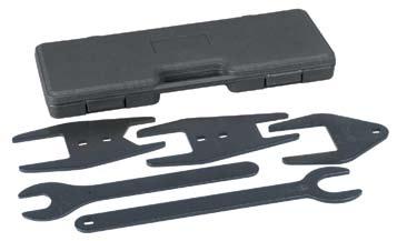 Fan & Bearing Service Ford Fan Clutch Wrench Set Set contains five of the most popular wrenches used to service water pumps and fan clutches, and other components on the front of Ford engines.