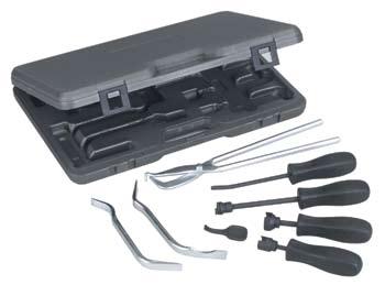 6021 Brake Tool Set (8 piece) Set contains the most popular brake tools for servicing drum brakes on many import and domestic vehicles.