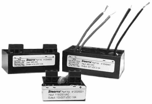 Rectifiers for use with Armature Actuated Brakes Product Overview NOTE: For brake response times with and without rectifiers see page 94.