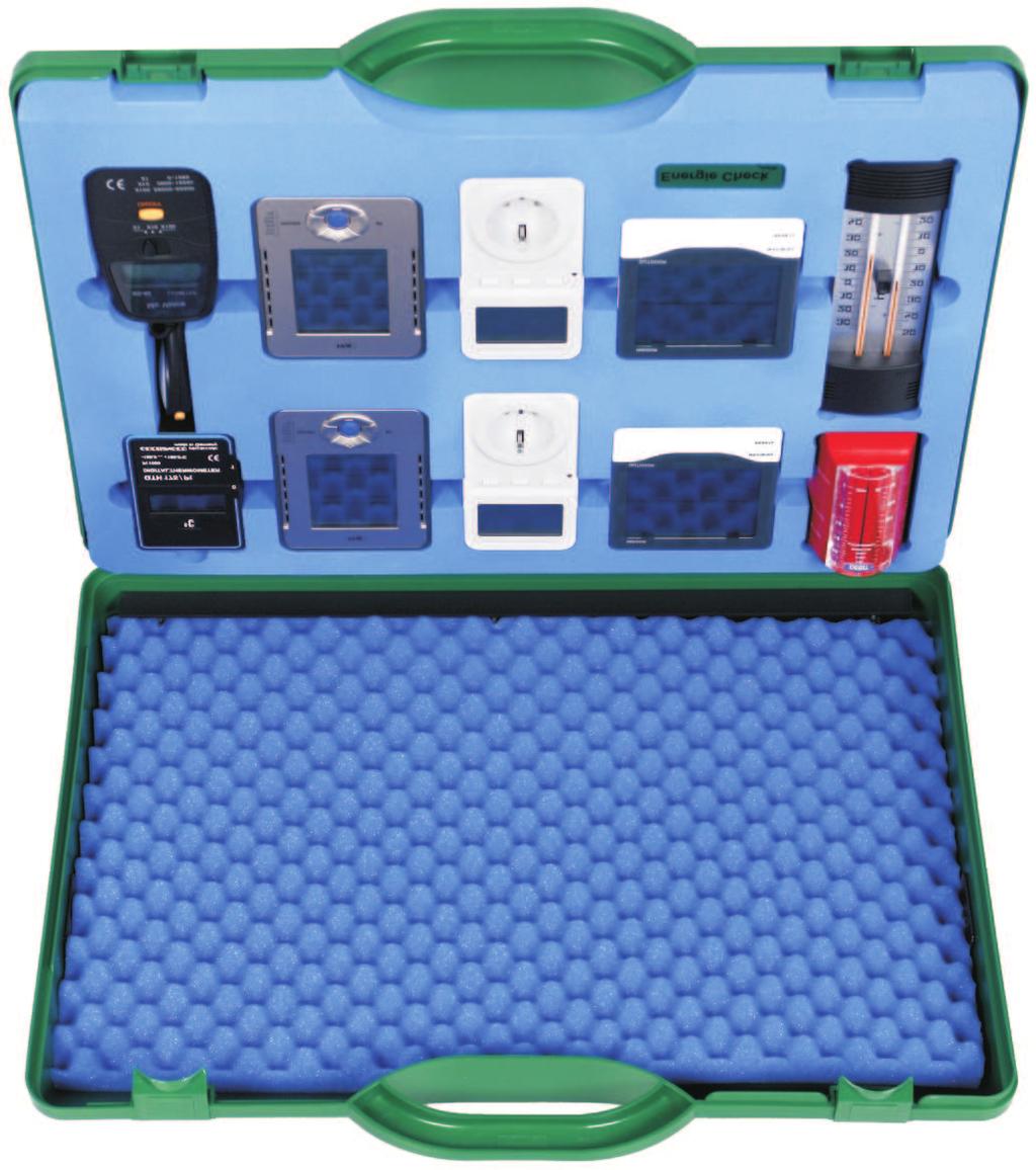 The measurement devices are arranged clearly and optically attractive in a specific green suitcase. Everything is always completely at hand, extra material is not necessary.