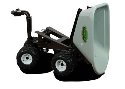 Our 4WD wheelbarrow has an articulated chassis for improved 4WD maneuvering and it is able to power over uneven terrain like no other cart