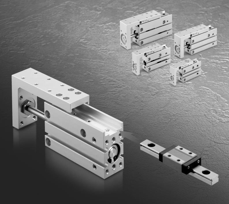 Compact Slide Series / ø, ø, ø, ø The use of an endless track linear guide produces a table cylinder having excellent rigidity, linearity and non-rotating accuracy.