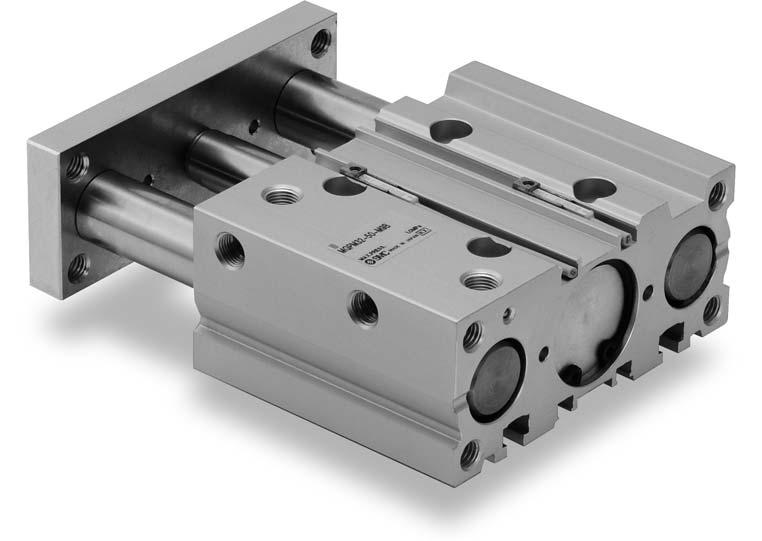 . Top port Compact Guide Cylinder Series MGP ø2, ø, ø, ø, ø, ø, ø, ø,, ø0 Four mounting styles provided. Top mounting Easy positioning Knock pin holes provided on each mounting surface 2.