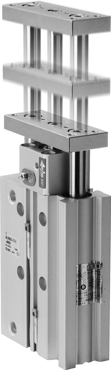 Drop prevention is possible Drop prevention for mid-stroke emergency stops Locking position can be changed in accordance with the external stopper position and thickness of clamped workpieces.