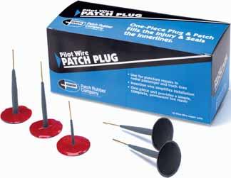 Combination patch and plug unit fills and seals the injury in one step. Pilot wire guides the stem into the injury for quick insertion.