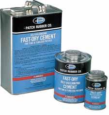TIRE REPAIR CHEMICALS Fast-Dry Cement Fast-Dry Self-Vulcanizing Cement eliminates the most common cause of failed repairs lack of proper drying time.