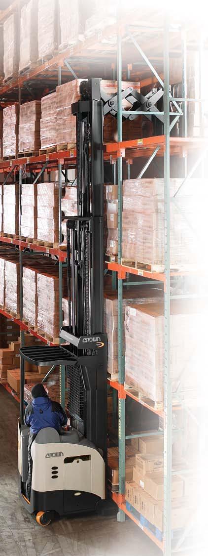 traditional, one-deep pallet racks. In addition to storage density, the RD 5700 Series also helps save costs by improving operator efficiency.