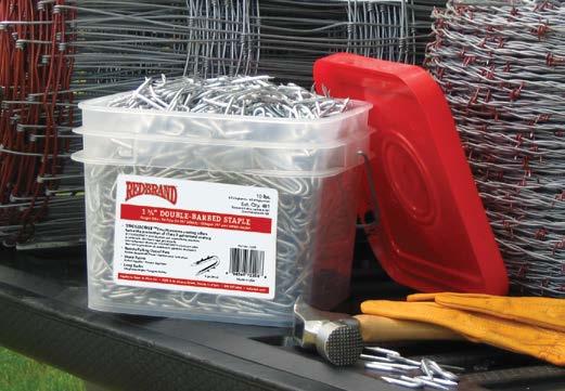 FENCE STAPLES Toughcoat TM Premium Single & Double Barbed Staples packaged in plastic buckets 3 Wire Bucket Resource Style No.