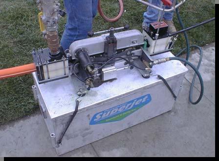 Cable Installation Equipment - Blowing / Jetting Machines Use compressed air to blow cable and drive wheels/belt to push