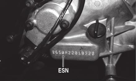 General Information Vehicle Identification Numbers This vehicle has two identification numbers: Vehicle Identification Number (VIN) and Engine Serial Number (ESN).