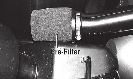 Air Inlet Pre-Filter This vehicle is equipped with a foam prefilter to filter dirt from the inlet air prior to reaching the main air filter.