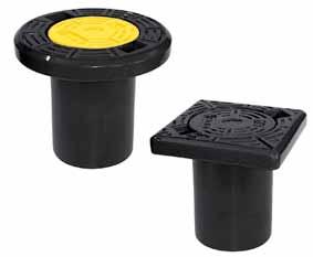 Seal ring of NBR rubber. With deflection ability and internal fixation of telescopic extension spindles. Available with round and square surface plate. L S H L L. Surface plate. Seal ring. Lid.