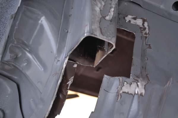 19. This is a detail of the UCA hole behind the seat and front unibody rail removed. 20.