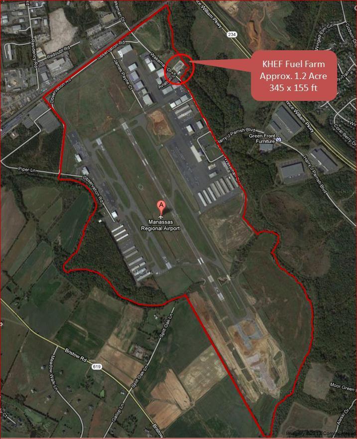 Option 3 The KHEF Fuel Farm is conveniently and safely located in a corner of the airport property not near active runway and taxiway operations.