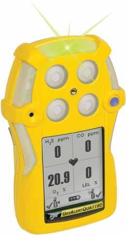 Multi-Gas (1 4) Detector H 2 S, CO, O 2, LEL Visual auditing, easy compliance Rugged and reliable, the GasAlertQuattro four-gas detector combines a comprehensive range of features with simple