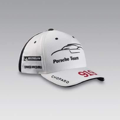 With black PORSCHE INTELLIGENT PERFORMANCE graphic printed on the underside of the peak. 100 % polyester. In gray/red/black. Size adjustable.