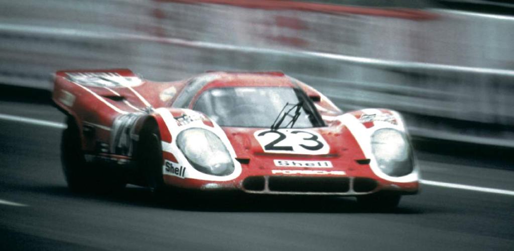 Racing Collection On June 14, 1970, with the starting number twenty-three, the red-white Porsche 917 KH [ short tail ] from Porsche Salzburg was the first to cross the finish line.