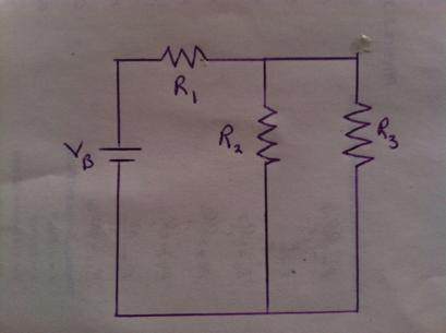 4. Compound Series and Parallel Circuit Using all three of your resistors, wire the compound series and parallel circuit as shown in Figure 4. You will need 3DMM s for this part of the experiment.