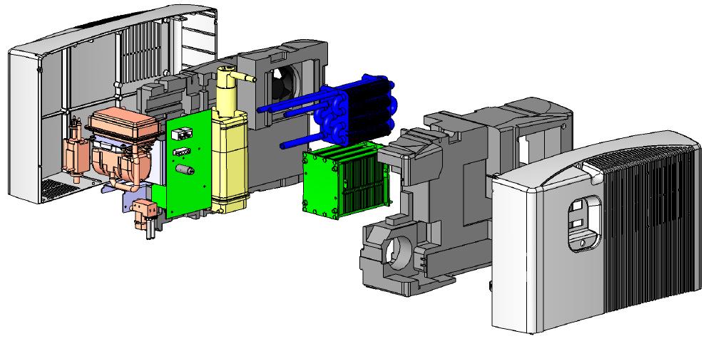 Cutaway of EFOY fuel cell Intermediate tank Heat exchanger Pump