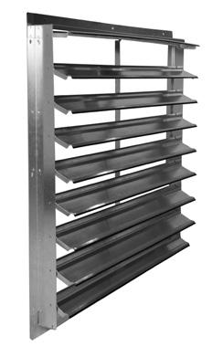 MODEL 556 AUTOMATIC WALL SHUTTER-SINGLE OR DOUBLE PANEL The Model 556 is a rear flanged general purpose exhaust shutter. The frame is galvanized steel with mill finish aluminum blades.