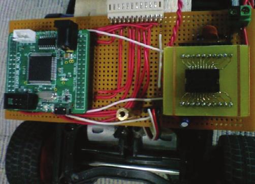 This circuit board is supported by board stands and balsa wood to prevent vibration to the circuit board.