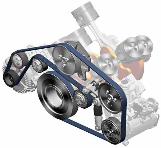 The chain drive is comprised of: A central chain from the crankshaft to the intermediate gears (drive A), A chain from each of the intermediate gears to the intake camshafts (drives B and C), The