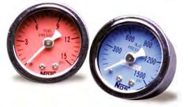Nitrous Pressure Gauges (P/N 15910NOS) measure from 0-1500 psi (although recommended level is 900-950 psi) and are
