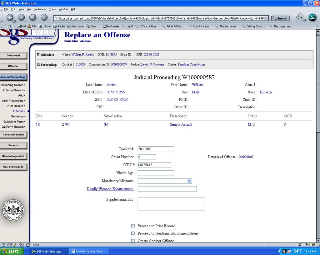 SGS Web - How to Create Offenses All of fields allow changes if needed.