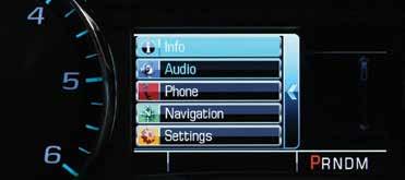 " Color Driver Information Center Info (vehicle systems), Audio, Phone, OnStar Turn-By-Turn Navigation (if equipped) and key Settings displayed in the DIC Steering wheel controls for the DIC and to