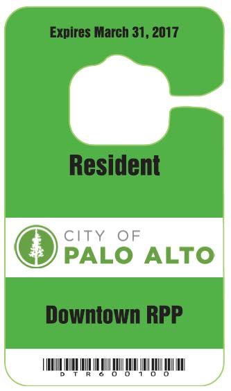 Annual Resident Parking Permit Hangtag Place hangtag on
