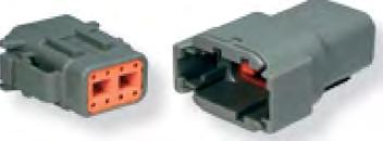 Deutsch Connector Series Overview DTHD Series Key Features: Accepts contact sizes 4 (100 amps), 8 (60 amps), and 12 (25 amps) 6-14 AWG 1 cavity arrangement In-line