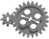 1 rev 8 teeth 1/3 rev 8 teeth Figure 2-8. 3:1 Gear Ratio Using the rotation information we can calculate the gear ratio. Following popular convention, it is expressed as a ratio of whole numbers.