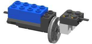 Figure 4-28. Homemade Rotation Sensor Made From LEGO Parts You can use a light sensor, lamp, and medium pulley wheel to build your own rotation sensor.