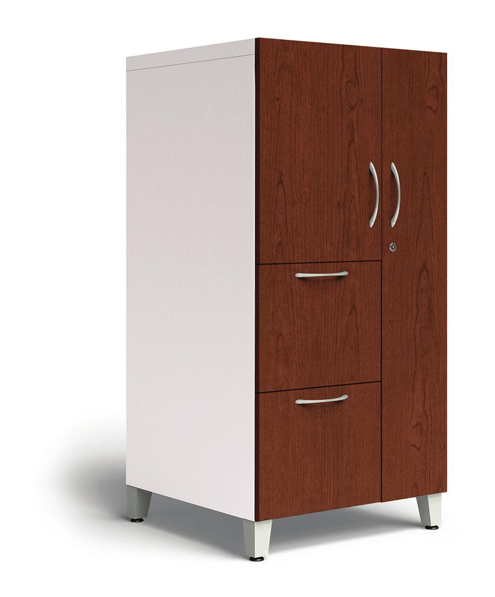 Dress up storage with woodgrain laminate fronts and choose optional feet for a lighter