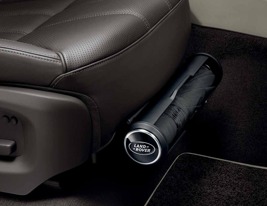 RANGE ROVER SPORT UMBRELLA HOLDER IN CABIN Mounting in the passenger footwell, this Umbrella Holder conveniently houses a