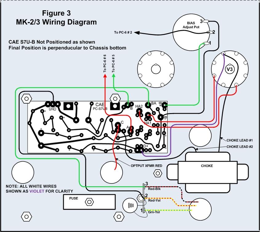 Page 25 CAE QUAD Cap Replacement Module PC-S7U-B & PC-S7U-B-M3 Rev3, 2-11 Figure 3B Mark 2/3 Installation and Wiring Diagram Note In this figure ASM-7U-B-M3 Module is positioned correctly but