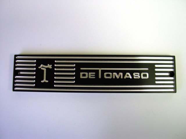 Detomaso Rear Plaque CNC machined from 6061 Aluminum and anodized then engraved.