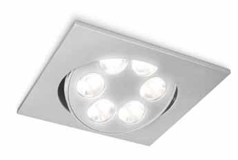 24 Indoor Downlighters TurnRound Square Adjustable Brushed Aluminium UP TO 65% ENERGY SAVING 17W system wattage Key features System wattage = 17W Substantial energy saving compared to standard