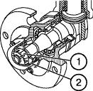 Should the end play be excessive, make adjustment, with due observation of the order, as follows: а) unscrew the bolts and remove cap (2) (see Fig.