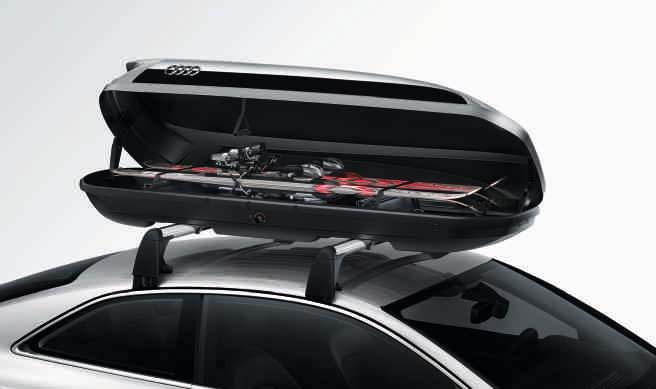Can only be used in conjunction with the carrier unit. 3 4 3 5 Ski and luggage boxes¹, ² A new design from Audi featuring improved aerodynamics thanks to a flatter, sportier visual concept.