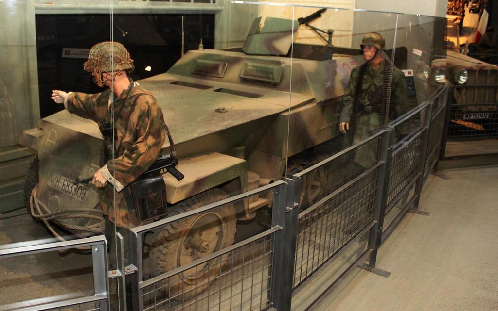 This vehicle has its original armor, it was discovered as a wreck at Mortagne au Perche (Orne, Normandy) in 1975 by a scrapdealer.
