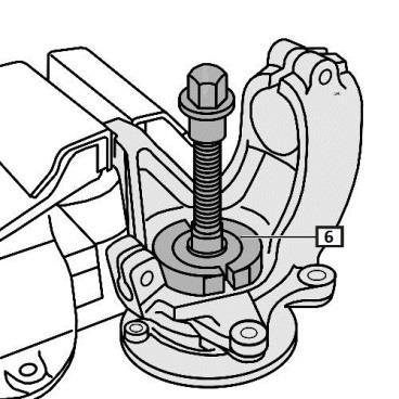 11) Move the driveshaft so it does not get in the way 12) Remove the lower fastener of the shock absorber (5) Re-installation tightening torque: 49 Nm 13) Install the extractor: OE 0709 14) Separate