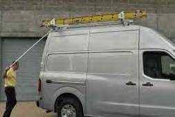 end at a time. Ladder clamps securely hold the ladder for transportation.