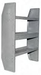 Each shelf can be adjusted up or down on one inch increments.