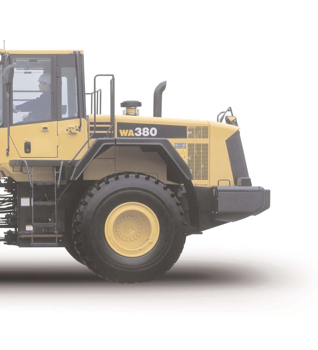 W HEEL L OADER WA380-6 NET HORSEPOWER 142 kw 191 HP @ 2100 rpm Increased Reliability Reliable Komatsu designed and manufactured components Sturdy main frame Maintenance-free, fully hydraulic, wet