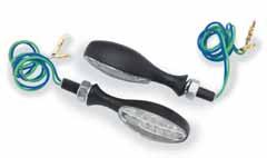 TURN SIGNALS Measures 2-5/8 from mounting surface to tip Flexible rubber stalks for better durability Mounting hardware and 18 wiring included Clear lens with amber tip 3-wire, can be used as running